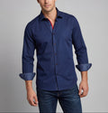 Anthony Button-Up Shirt With Contrast Details // Navy // Contemporary Fit (Regular) LEVINAS® Official