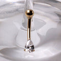 14Kt Yellow Gold Navel Ring with Tear Drop Gem Fashion Hut Jewelry