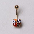 14Kt Yellow Gold Navel Ring with Miracle Cubic Fashion Hut Jewelry