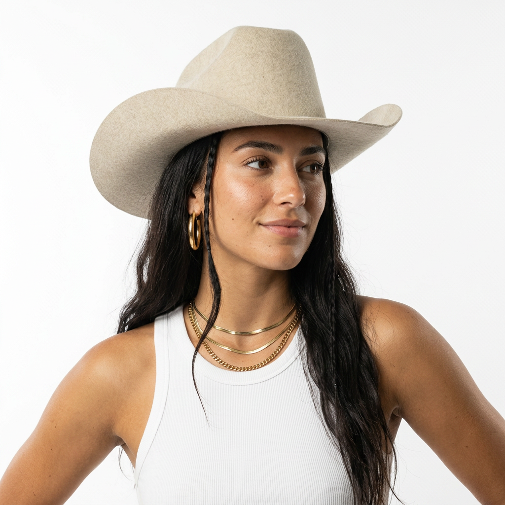 Untamed Wool Felt Cowboy Hat Boho Brown