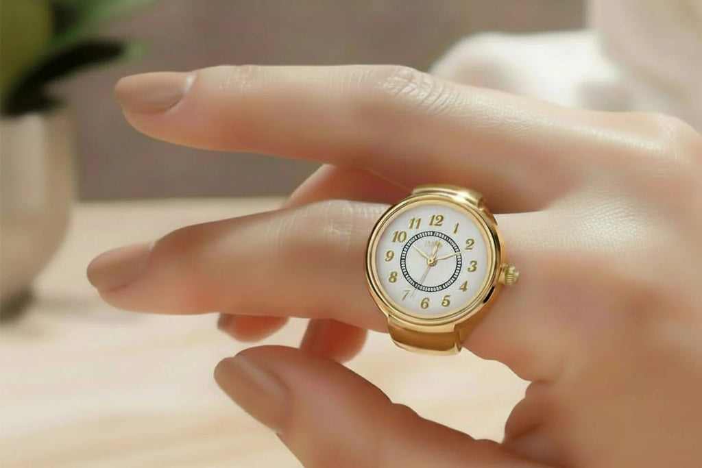 Gold Stainless Steel Quartz Ring Watch Fashion Hut Jewelry
