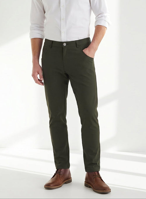 NEW & UPDATED Super - Stretch Men's Chinos //Casual// Olive - Performance Collection