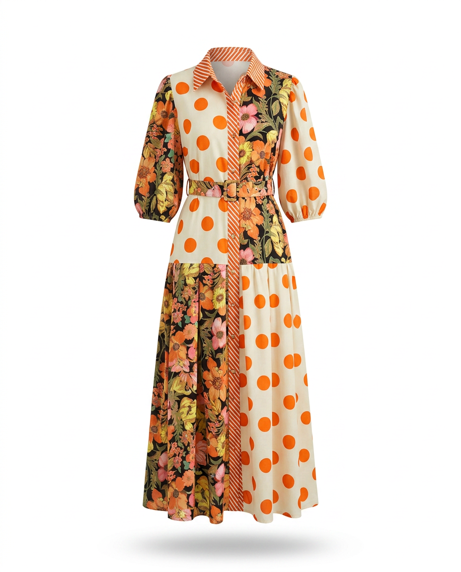 Spirited Printed Loose Maxi Dress Boho Brown