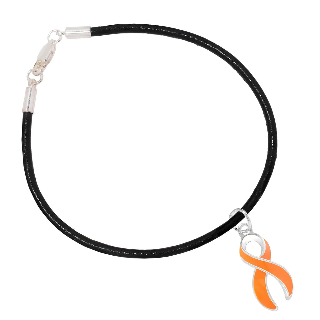 Orange Ribbon Awareness Leather Cord Bracelets The Awareness Company
