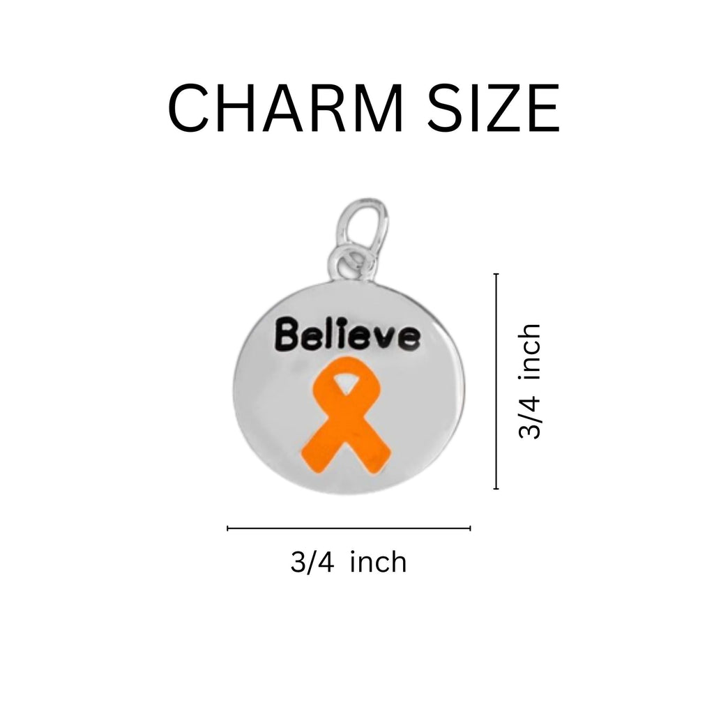 Orange Ribbon Believe Charm Retractable Bracelets The Awareness Company