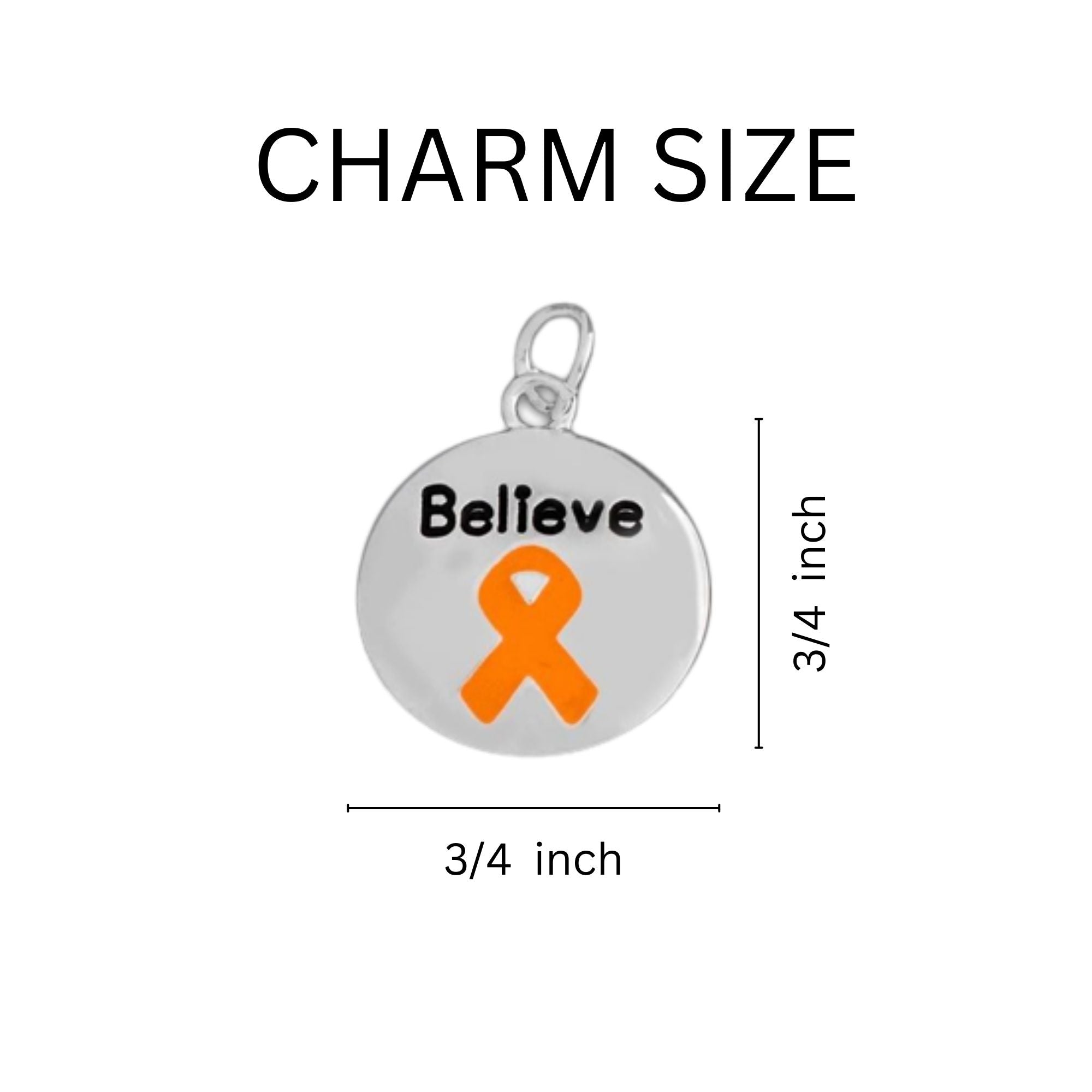Orange Ribbon Believe Circle Charm Partial Beaded Bracelets The Awareness Company
