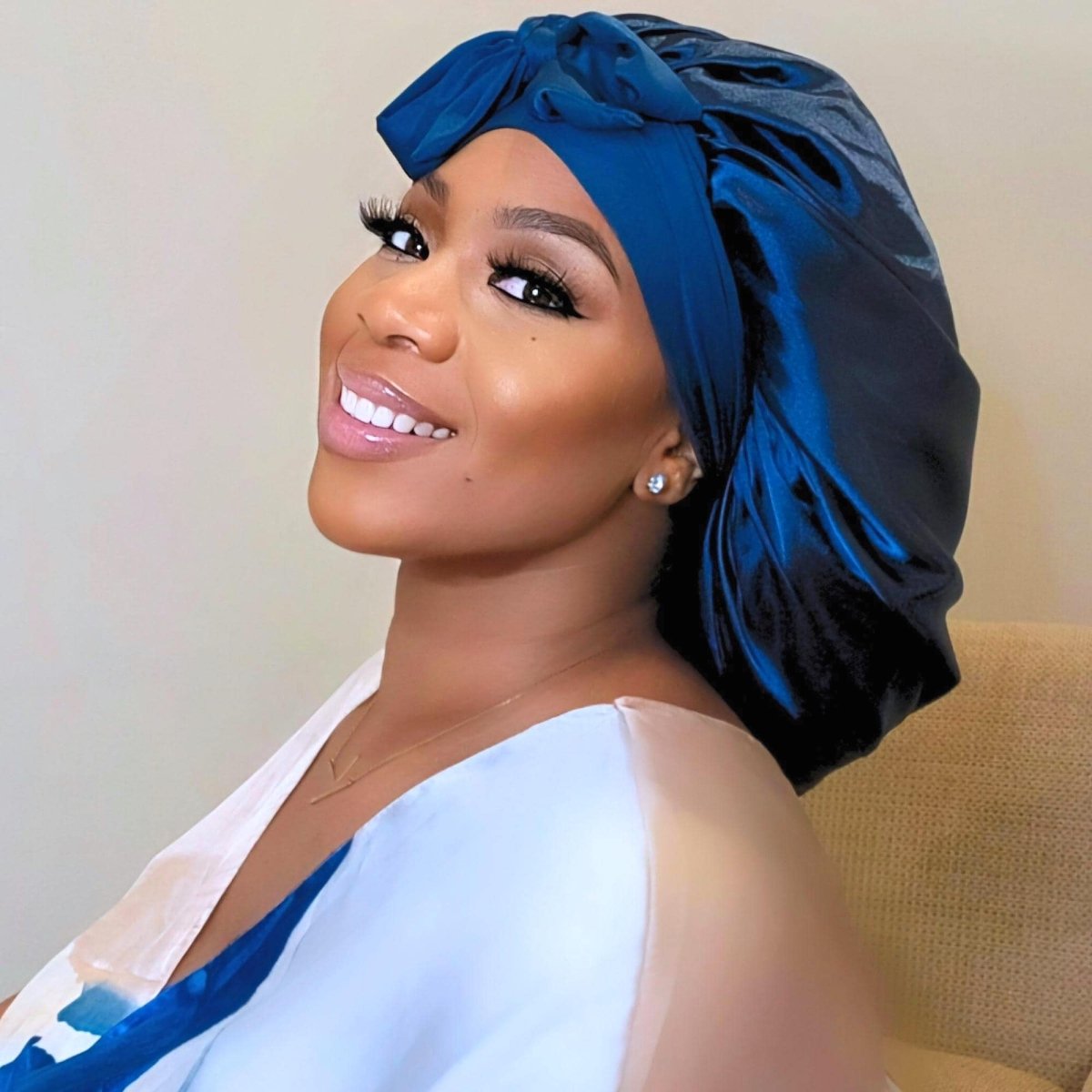Satin Hair Bonnet for Sleeping – Adjustable Stretch Tie PHC