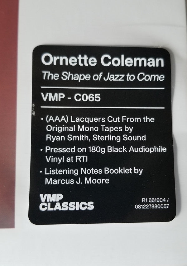 Ornette Coleman - The Shape Of Jazz To Come (VMP VINYL) | Mint (M) Mint (M) Love Vinyl Records