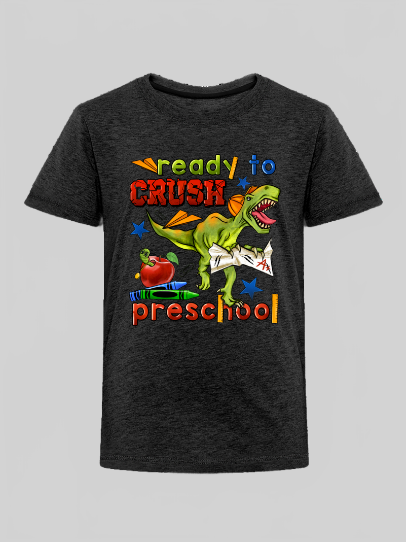 Toddler Boys Dinosaur Ready To crush Preschool Short Sleeve Premium T-Shirt NicholesGifts