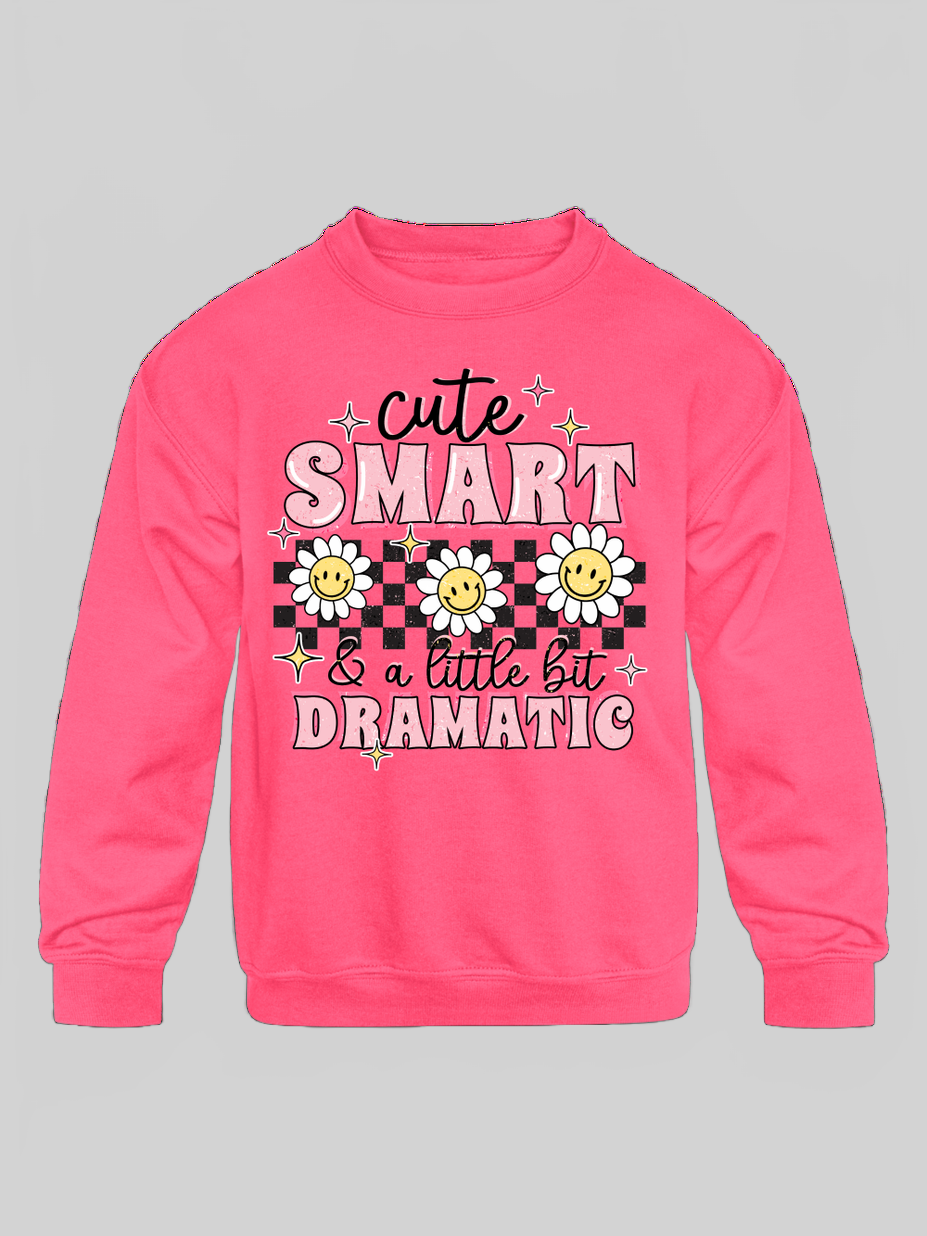 Girls Cute Smart Dramatic Long Sleeve Crewneck Sweatshirt NicholesGifts