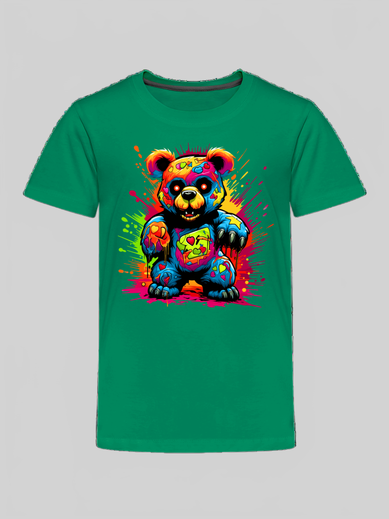 Toddler Boys Multicolored Color Splash Teddy Bear Crewneck Short Sleeve T-Shirt NicholesGifts