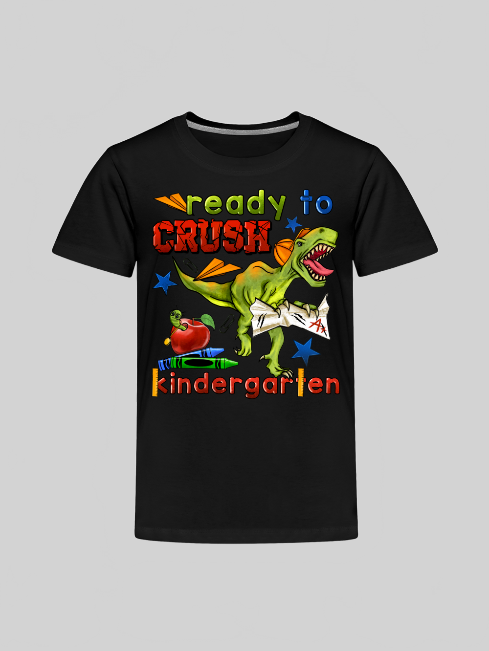 Toddler Boys Dinosaur Ready To Crush Kindergarten Short Sleeve Tee Shirt for Bac NicholesGifts