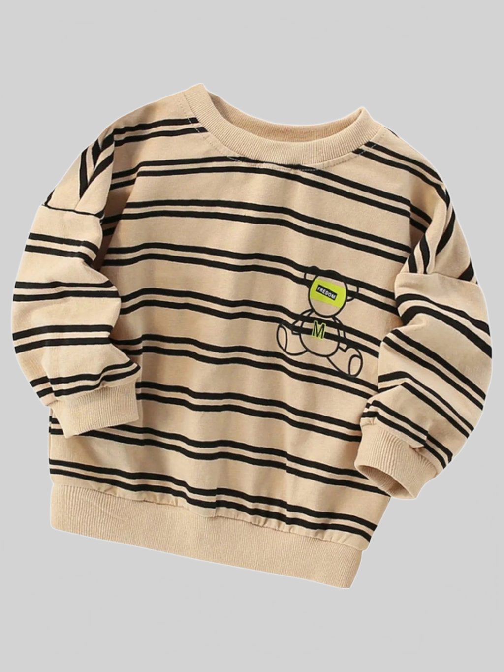 Toddler Boys Striped Bear Crew Neck Sweatshirt NicholesGifts