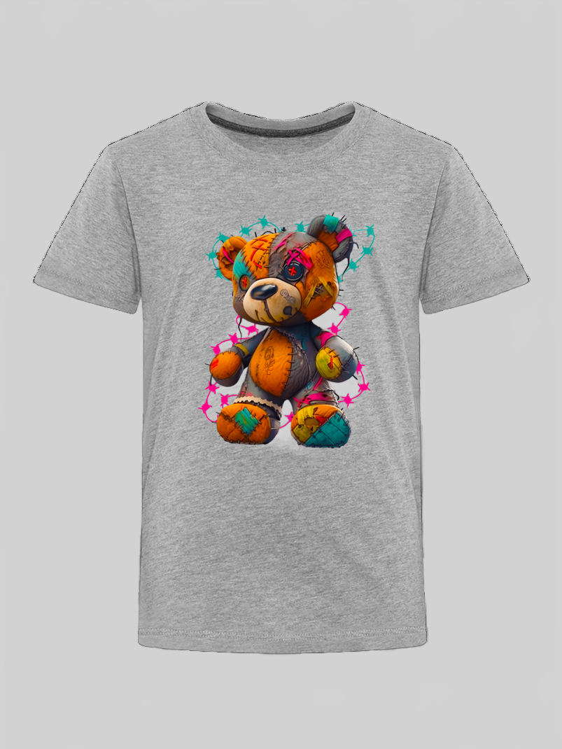 Toddler Boys Orange Multicolored Teddy Bear Crewneck Short Sleeve T-Shirt NicholesGifts