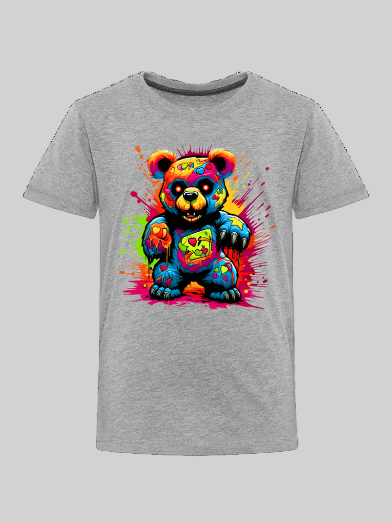 Toddler Boys Multicolored Color Splash Teddy Bear Crewneck Short Sleeve T-Shirt NicholesGifts