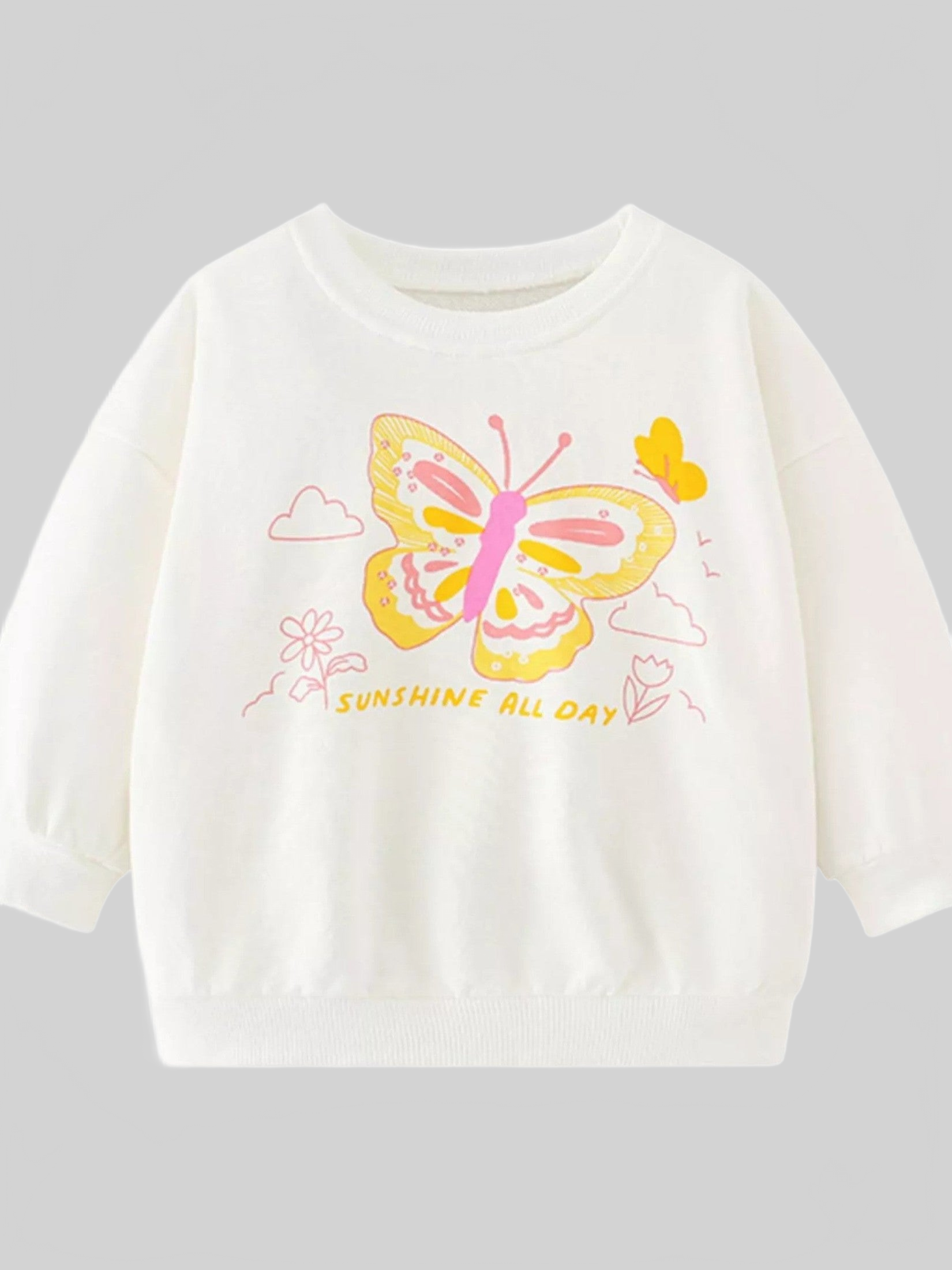 Girls and Toddler Girls Butterfly Graphic Crew Neck Sweatshirt NicholesGifts