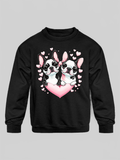 Girls Pug Dogs with Hearts Long Sleeve Crewneck Sweatshirt NicholesGifts