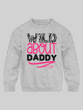 Girls Wild About Daddy Long Sleeve Crewneck Gray Sweatshirt NicholesGifts