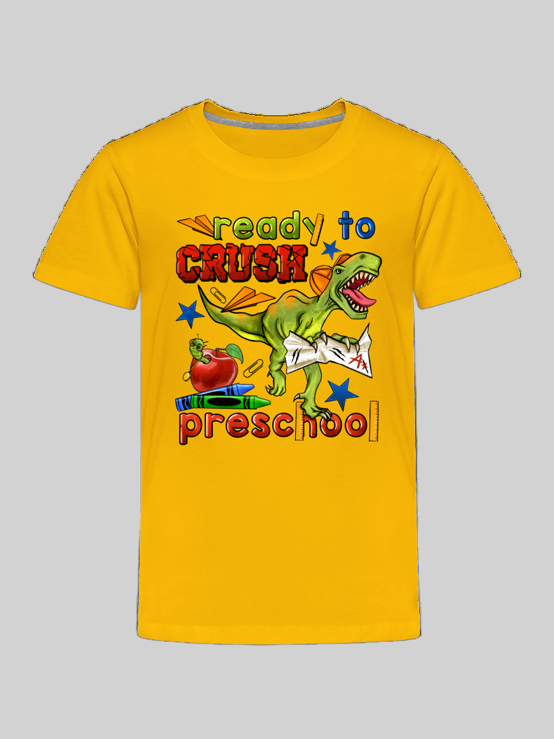Toddler Boys Dinosaur Ready To crush Preschool Short Sleeve Premium T-Shirt NicholesGifts