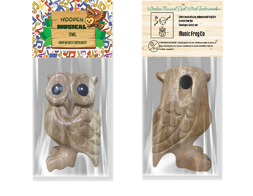 2" Wooden Musical Whistle Owl  Instrument Music Frog Co