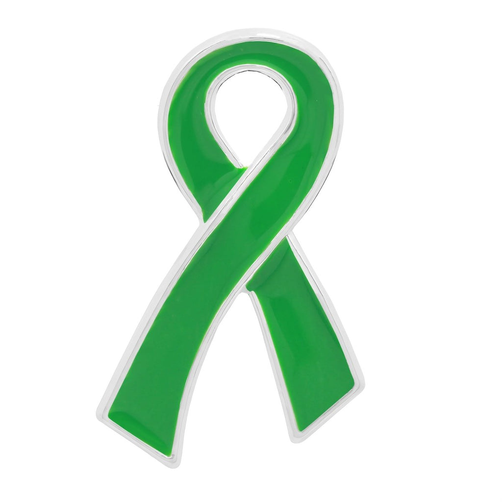 10 Pack Large Flat Green Ribbon Pins The Awareness Company