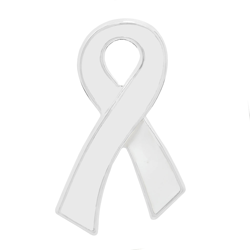 10 Pack Large Flat White Ribbon Pins The Awareness Company