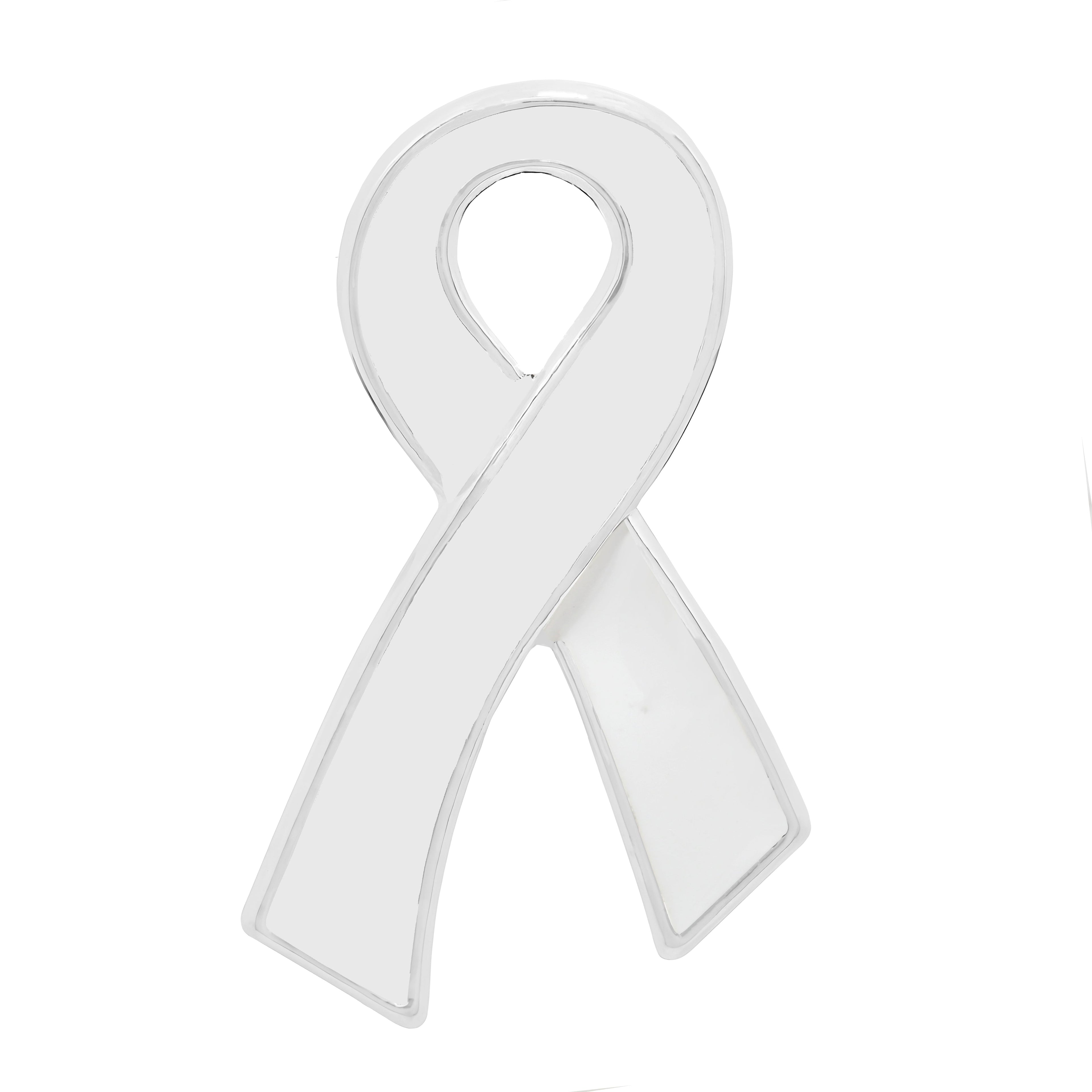 10 Pack Large Flat White Ribbon Pins The Awareness Company