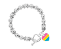 Pansexual Flag Heart Silver Beaded Bracelets The Awareness Company