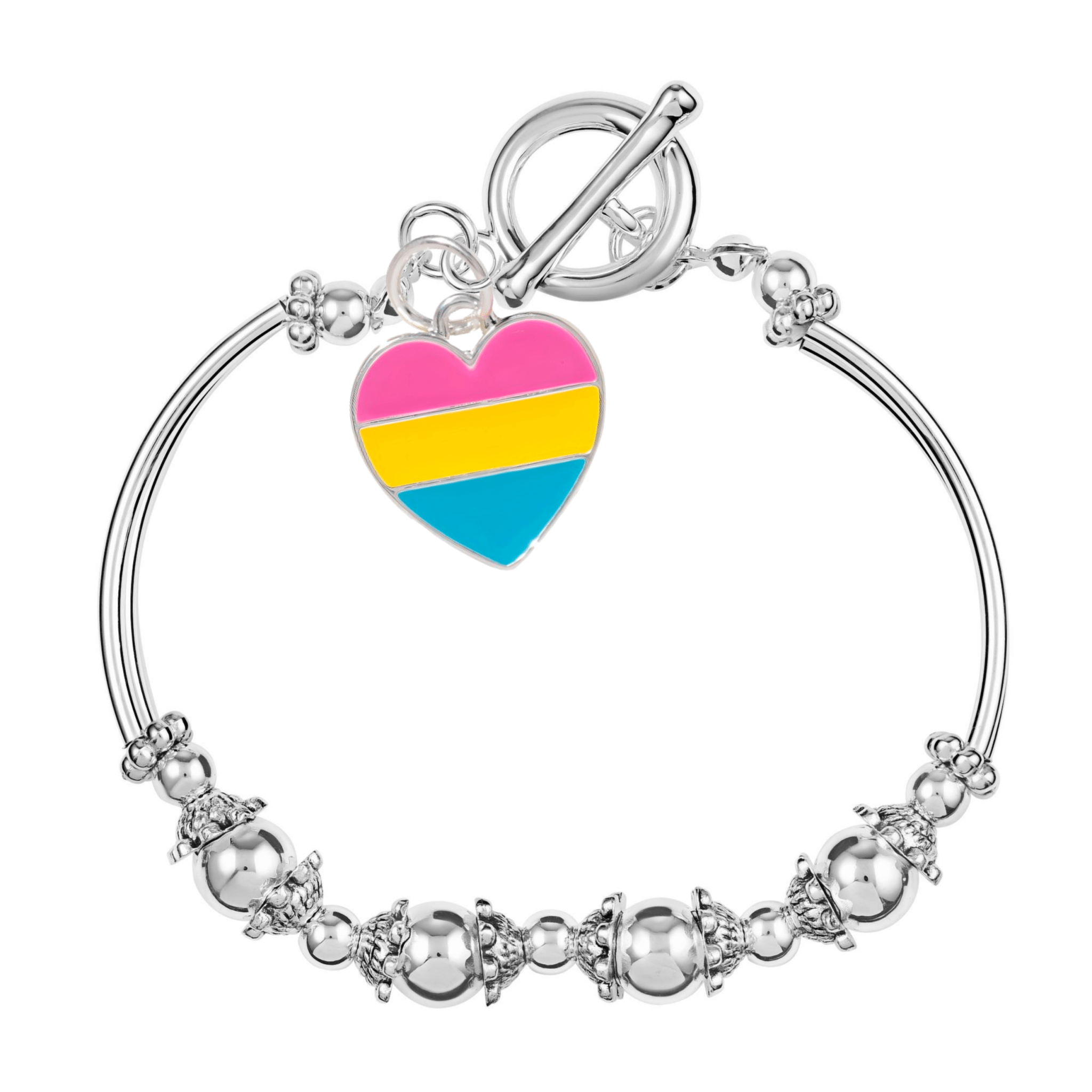 Pansexual Heart Flag Partial Beaded Bracelets The Awareness Company