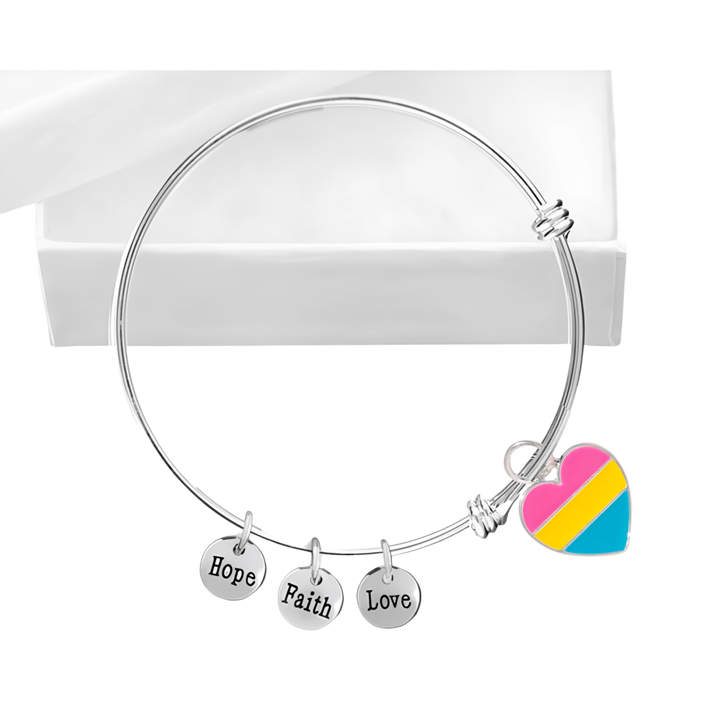 Pansexual Heart Retractable Charm Bracelets The Awareness Company