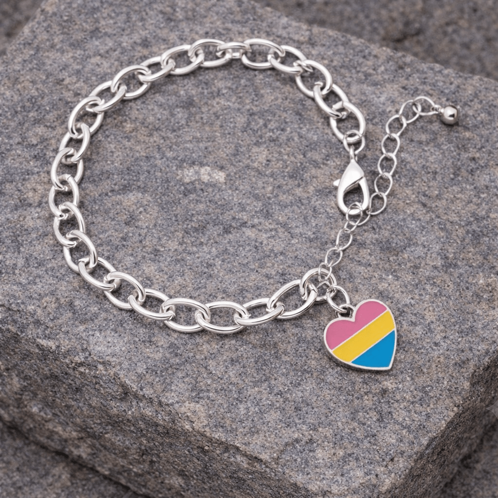Pansexual LGBTQ Pride Heart Chunky Charm Bracelets The Awareness Company