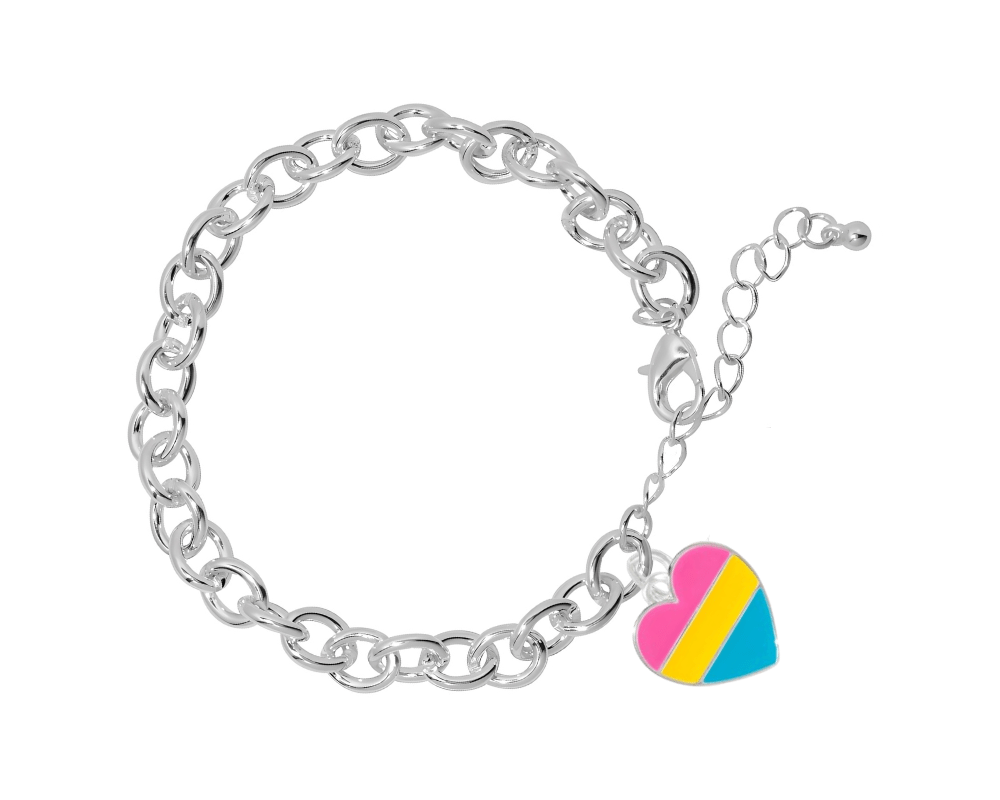 Pansexual LGBTQ Pride Heart Chunky Charm Bracelets The Awareness Company