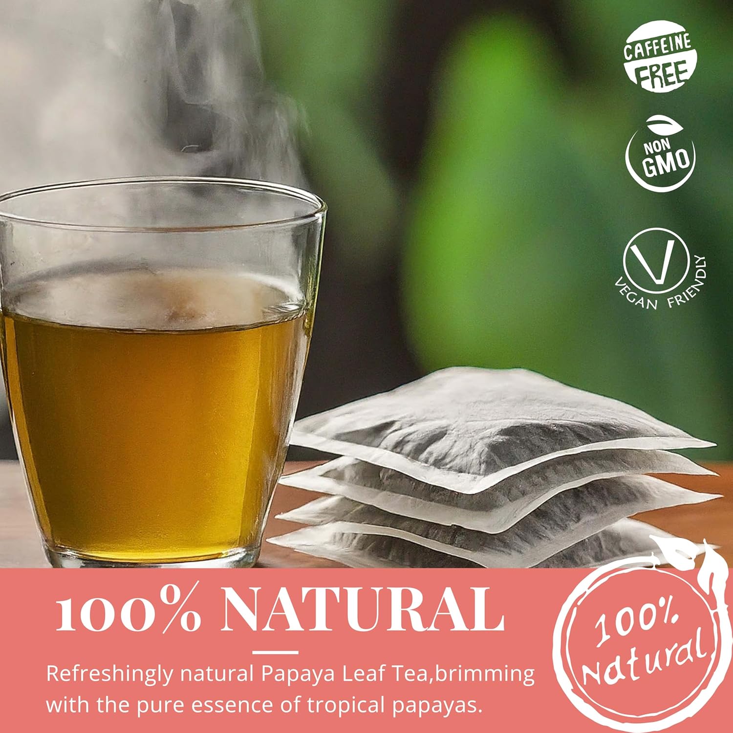 Papaya Leaf Tea Bags 75 Count – Caffeine-Free Herbal Tea for Immunity & Digestion Akshit