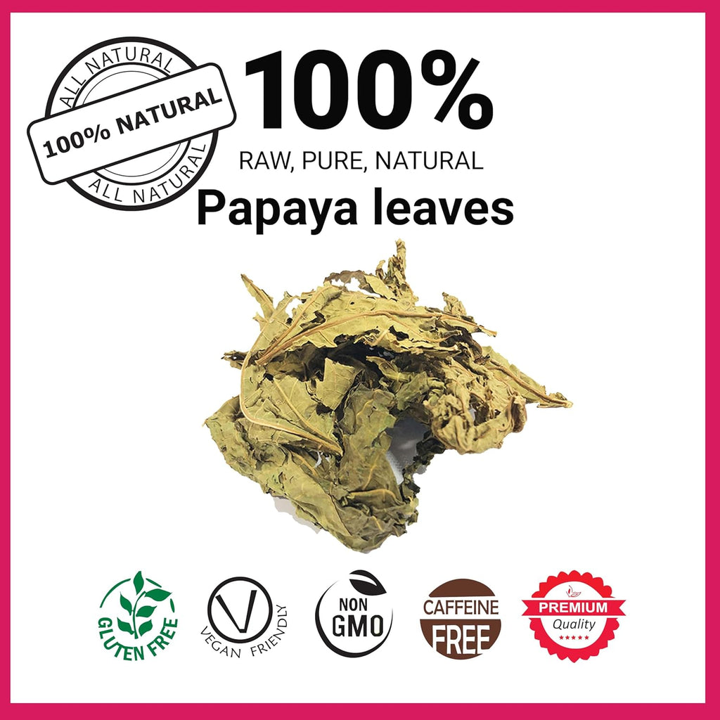 Akshit Papaya Leaves, Hojas de papaya, 2.6oz, Dried Papaya Leaf, Herbal Tea, Non GMO, Caffeine free, Sugar free, Rich In Vitamins. Akshit