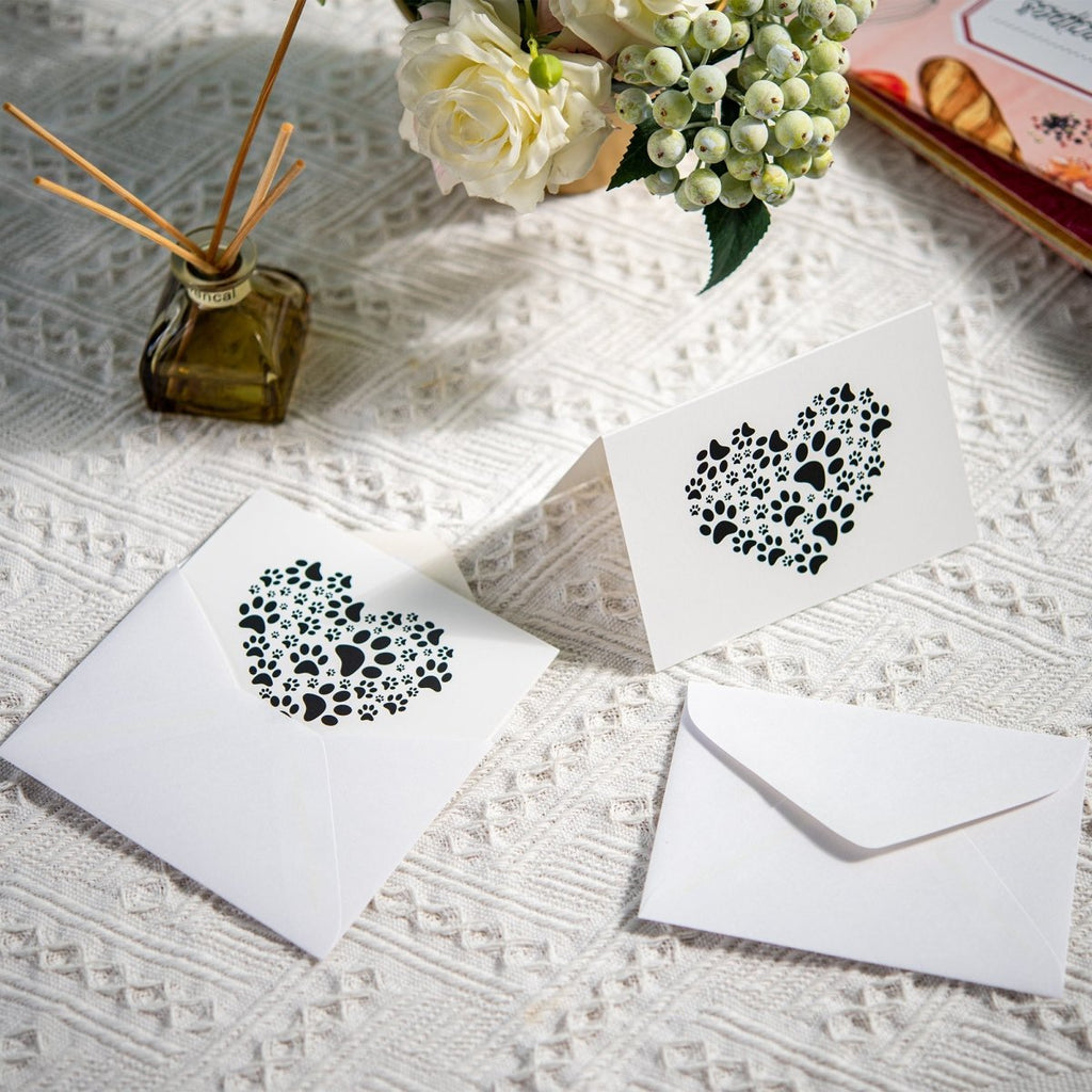 Paw Print Heart Note Cards (12 Cards/Pack) The Awareness Company