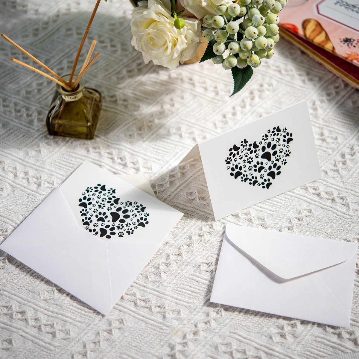 Paw Print Heart Note Cards (12 Cards/Pack) The Awareness Company
