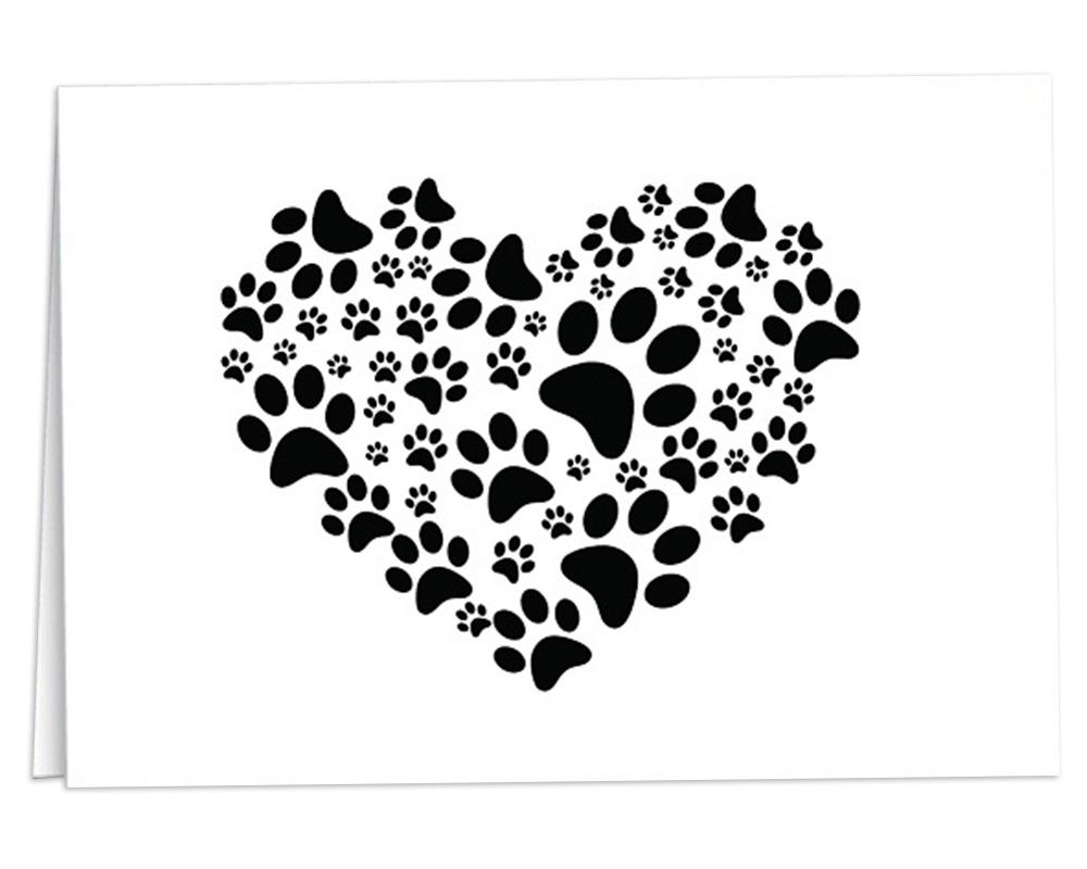 Paw Print Heart Note Cards (12 Cards/Pack) The Awareness Company