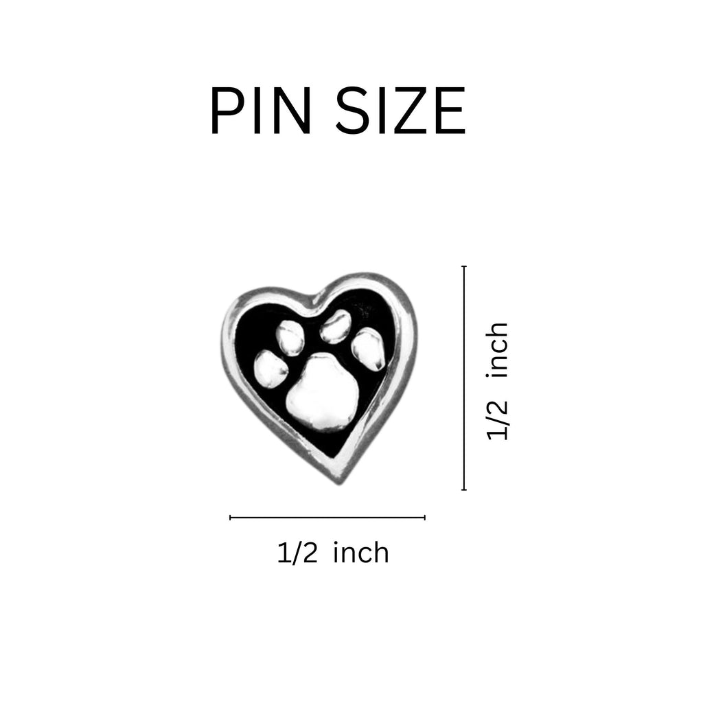 Paw Print Heart Tac Pins The Awareness Company