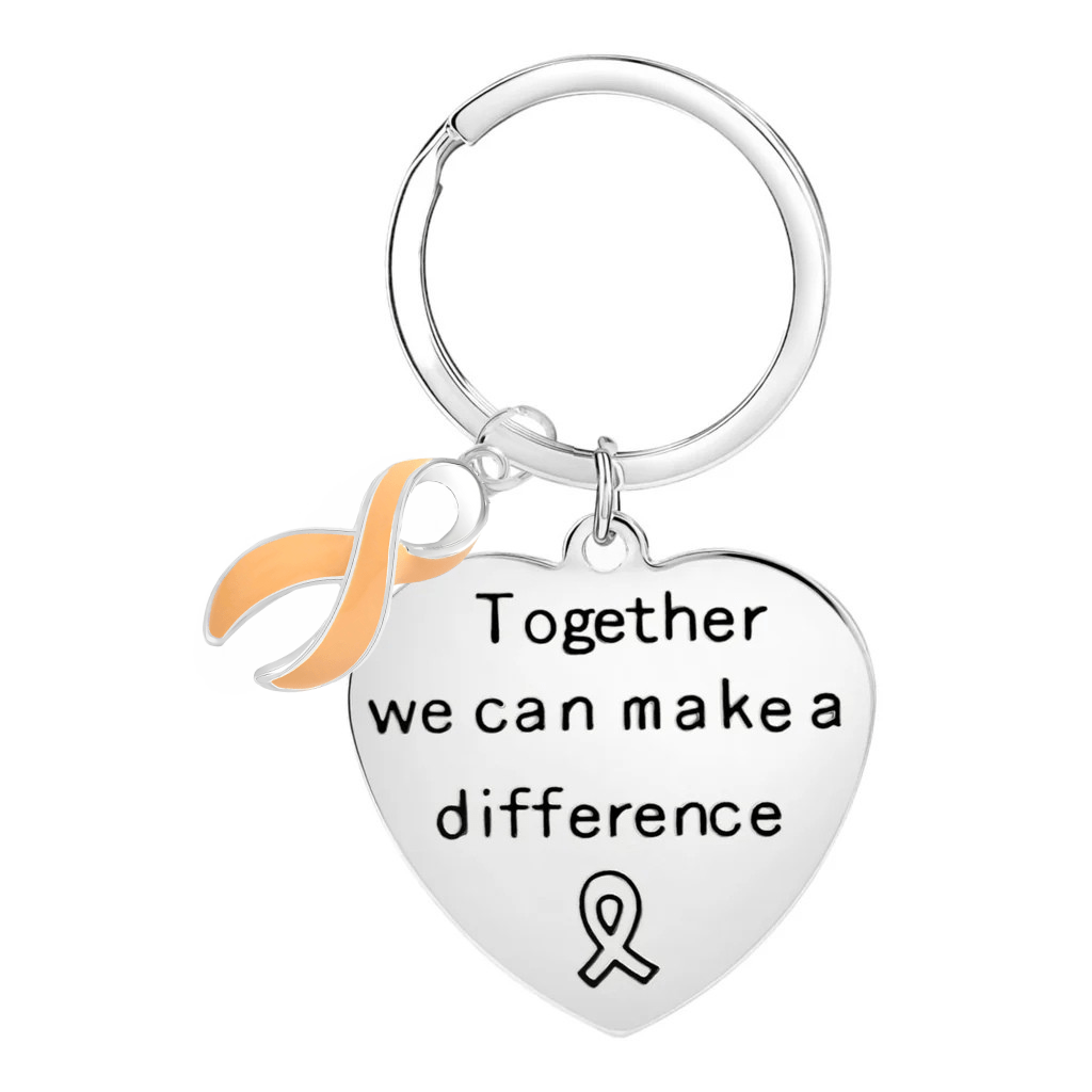 Peach Ribbon Big Heart Key Chains The Awareness Company