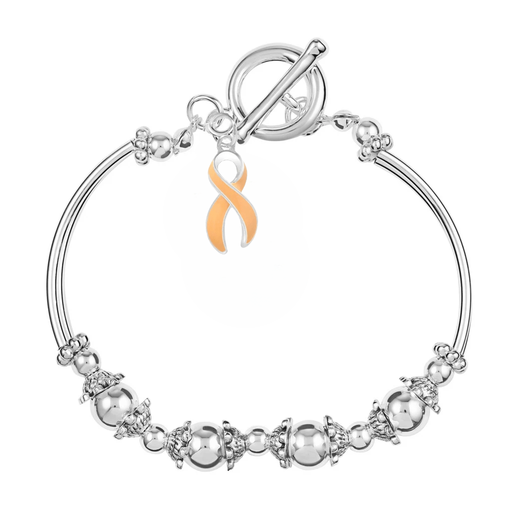 Peach Ribbon Charm Partial Beaded Bracelets The Awareness Company