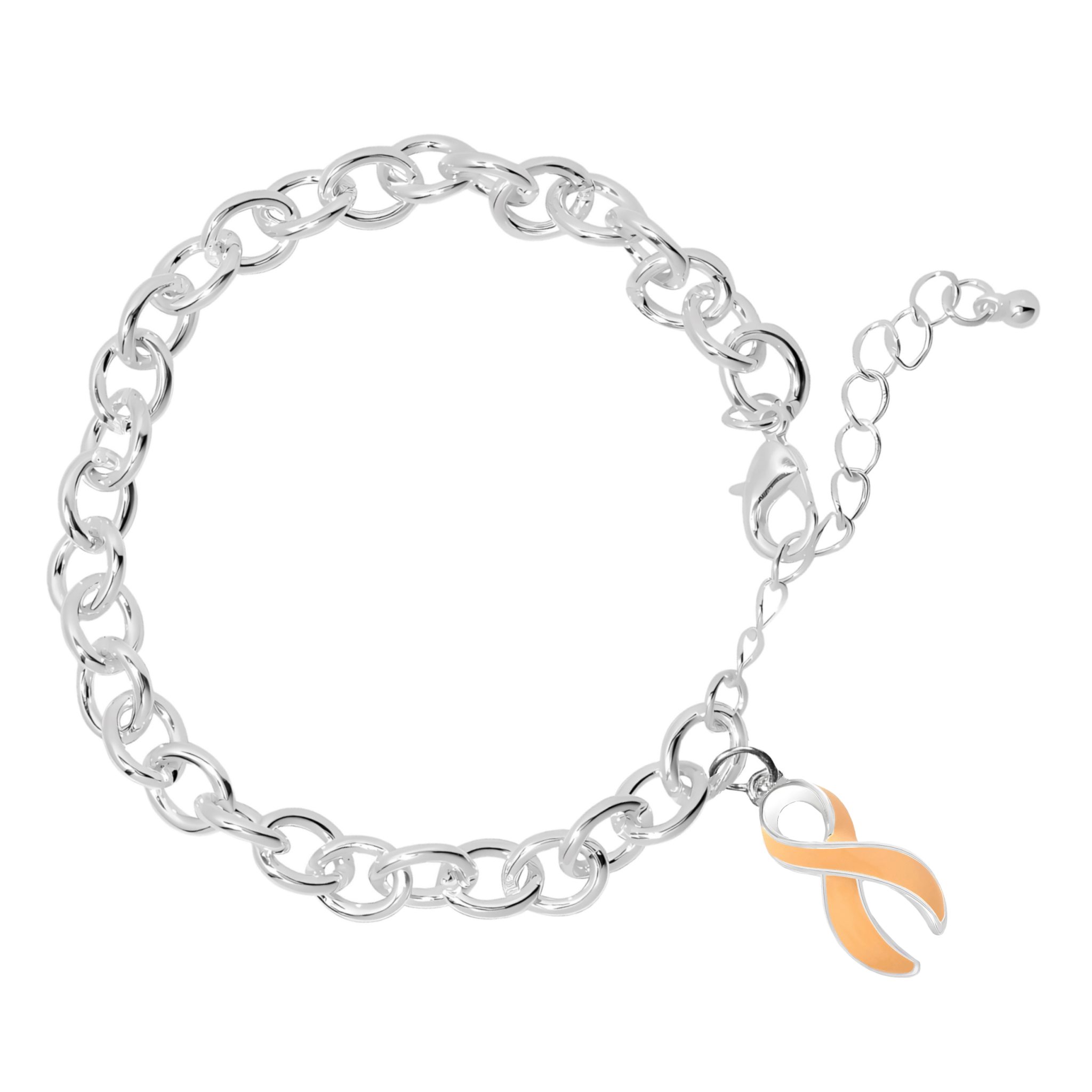 Peach Ribbon Chunky Charm Bracelets The Awareness Company