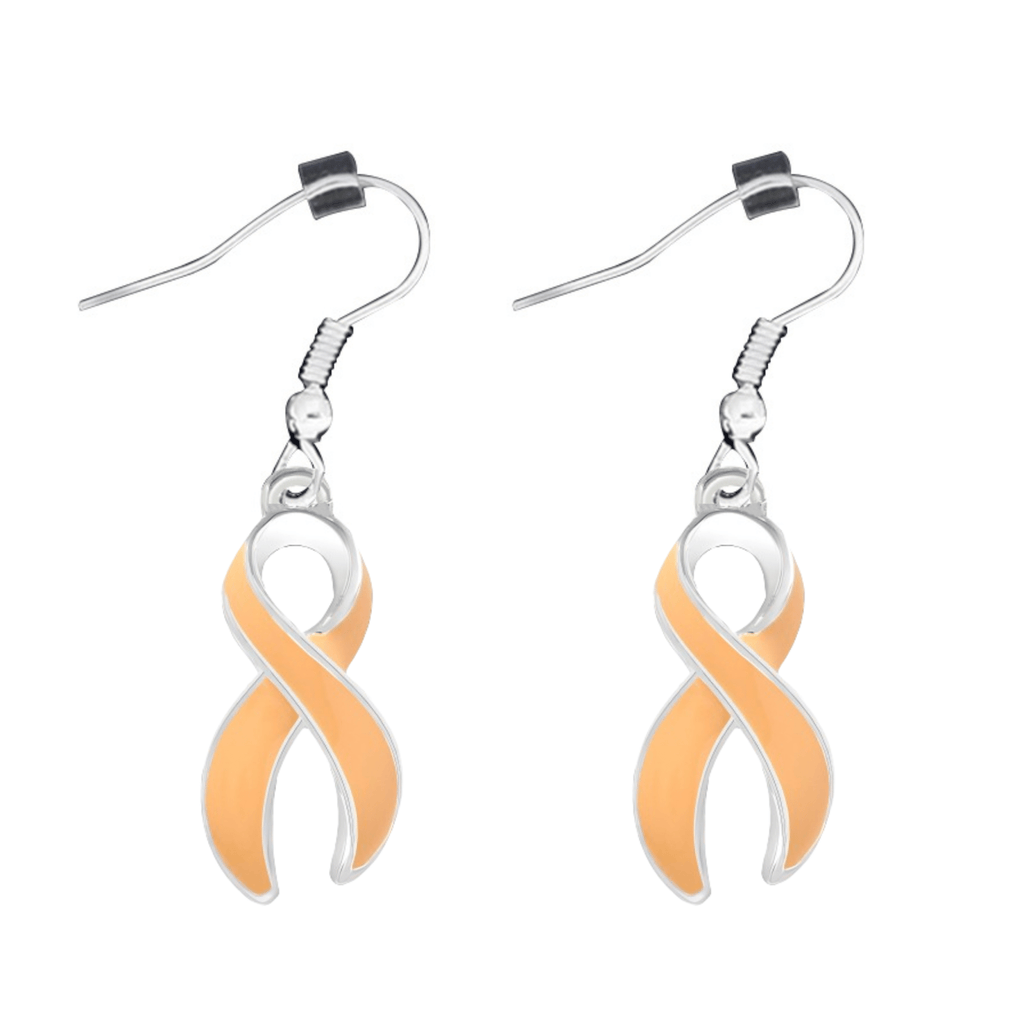 Peach Ribbon Hanging Earrings The Awareness Company