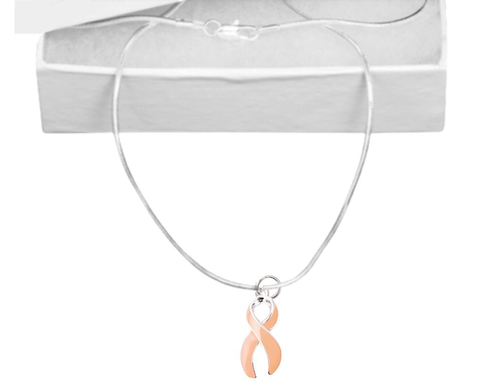 Peach Ribbon Necklaces The Awareness Company