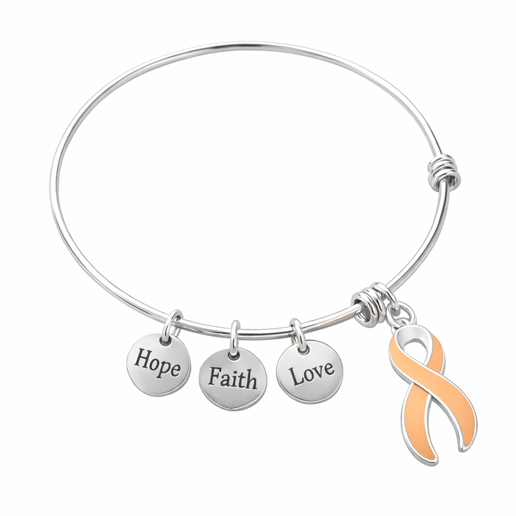 Peach Ribbon Retractable Charm Bracelets The Awareness Company