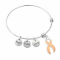 Peach Ribbon Retractable Charm Bracelets The Awareness Company