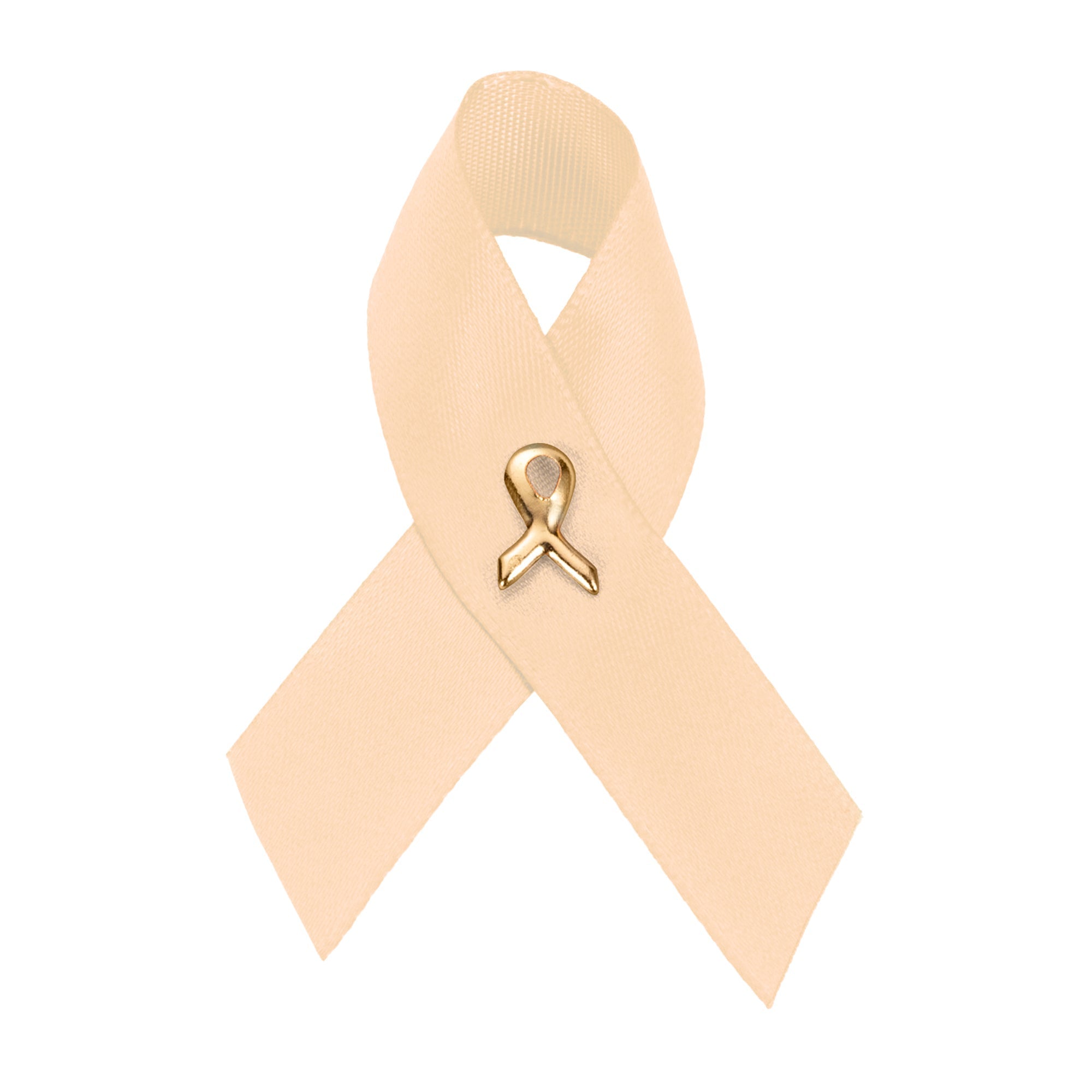 10 Pack of Peach Ribbon Satin Pins for Uterine Cancer, Endometrial Cancer The Awareness Company