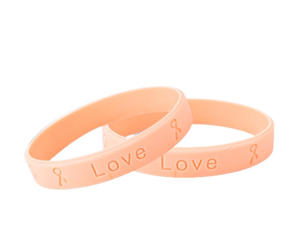 Peach Ribbon Silicone Bracelets (Child Size) The Awareness Company