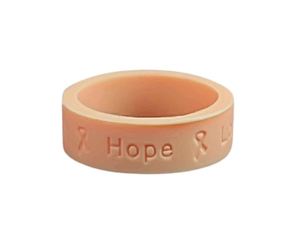 25 Pack Peach Ribbon Silicone Rings The Awareness Company