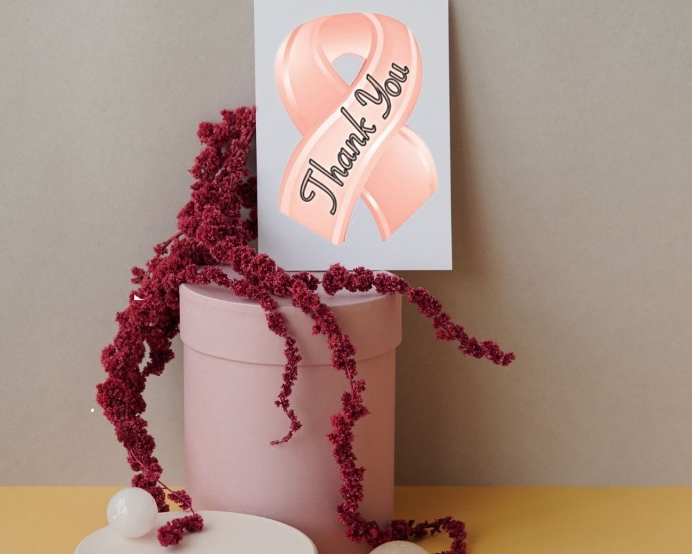 Peach Ribbon Thank You Cards (12 Cards/Pack) The Awareness Company