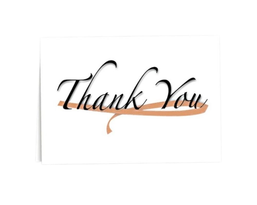 Peach Ribbon Thank You Note Cards (12 Cards/Pack) The Awareness Company
